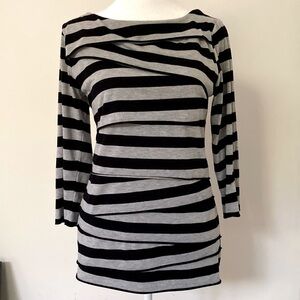 Women’s Grey & Black Striped Tunic Top